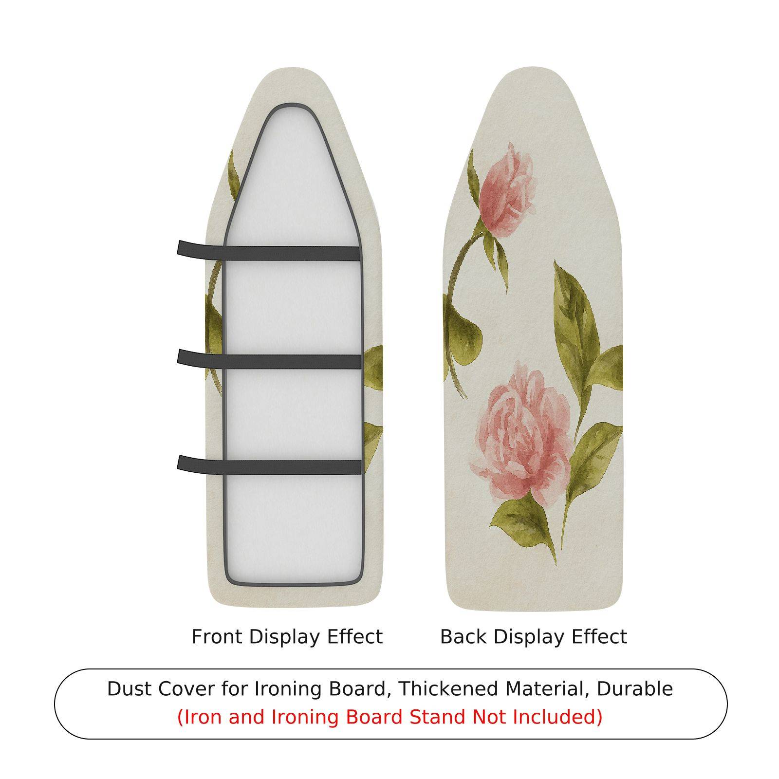 1-Piece Floral Green Pink  Ironing Board Cover, Universal Size, Without Board
