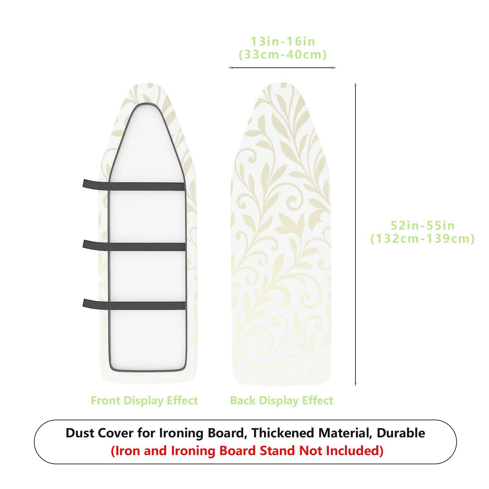 1-Piece Floral Pattern Elegant Beige  Ironing Board Cover, Universal Size, Without Board