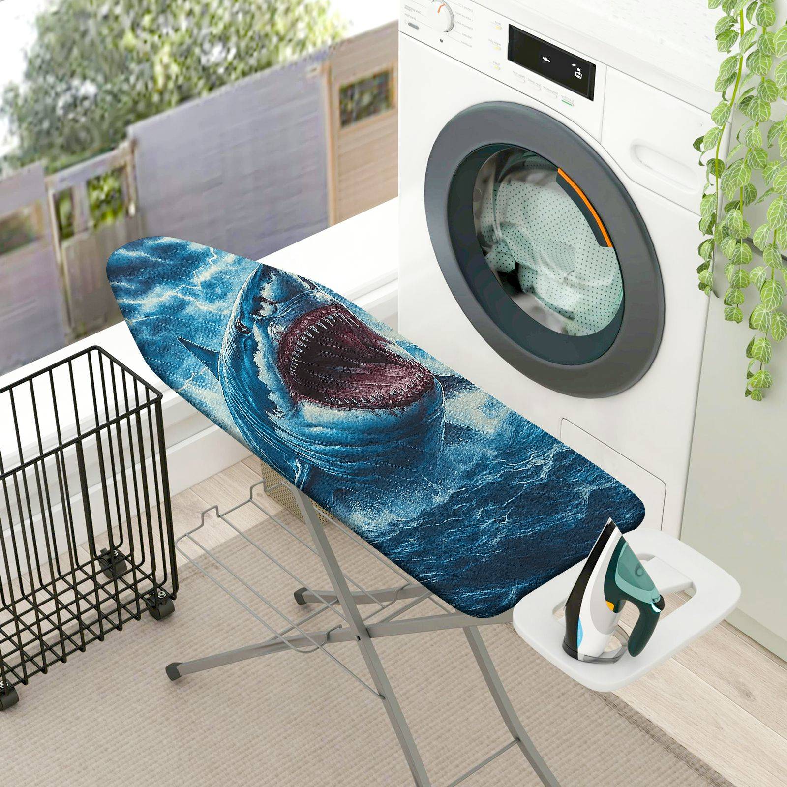 1-Piece Shark Ocean Storm  Ironing Board Cover, Universal Size, Without Board