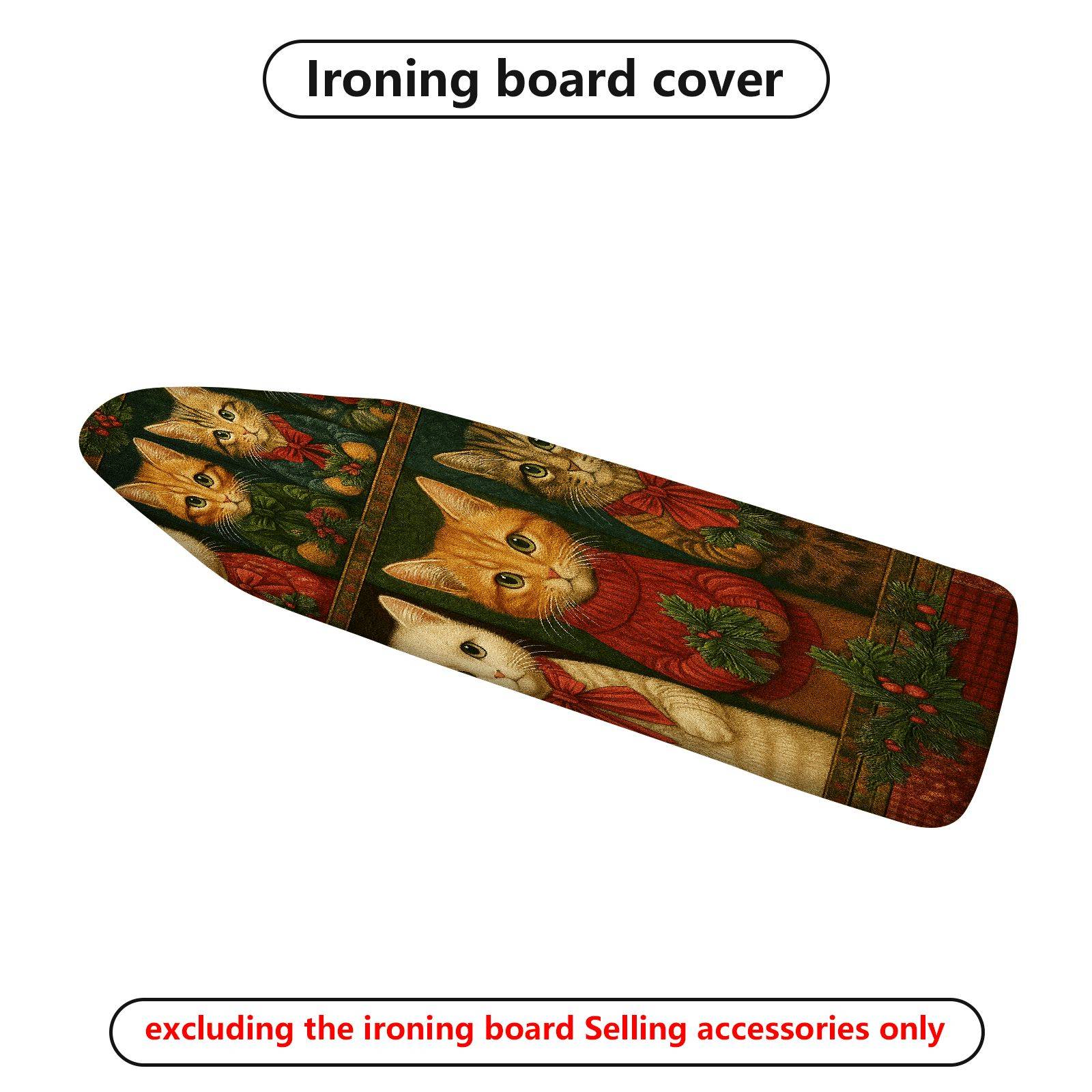1-Piece Christmas Cat Vintage  Ironing Board Cover, Universal Size, Without Board