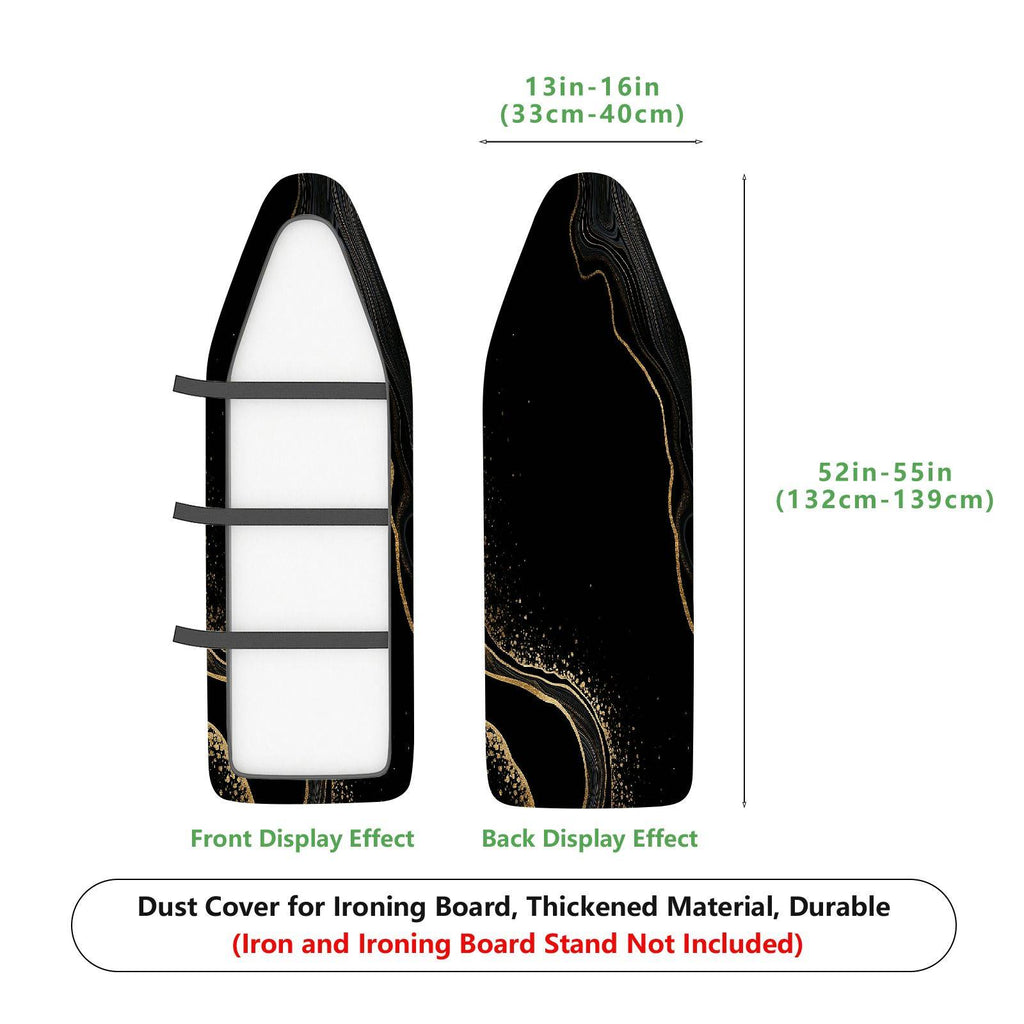 1-Piece Elegant Black Gold Abstract  Ironing Board Cover, Universal Size, Without Board