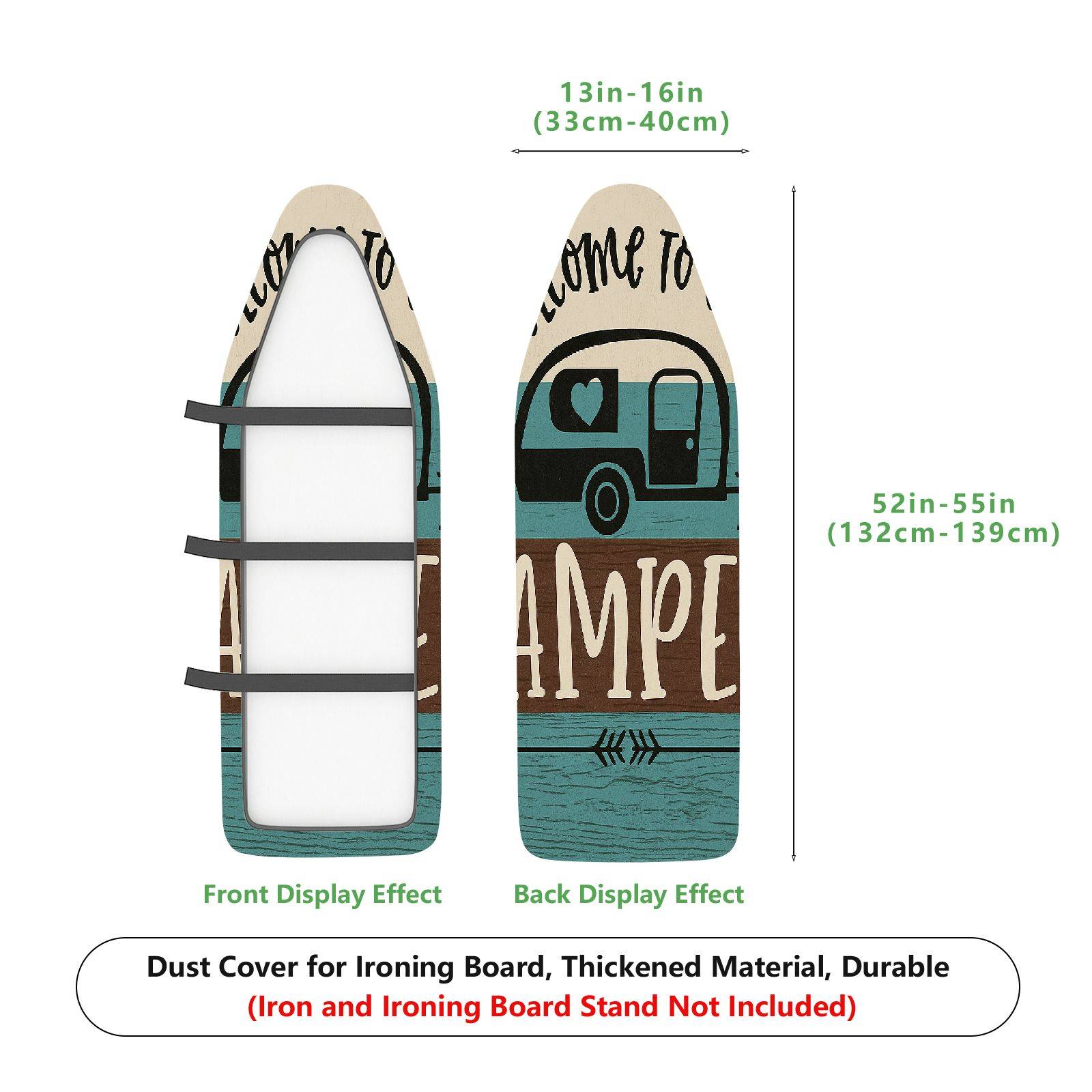 1-Piece Camper Retro Travel Adventure  Ironing Board Cover, Universal Size, Without Board