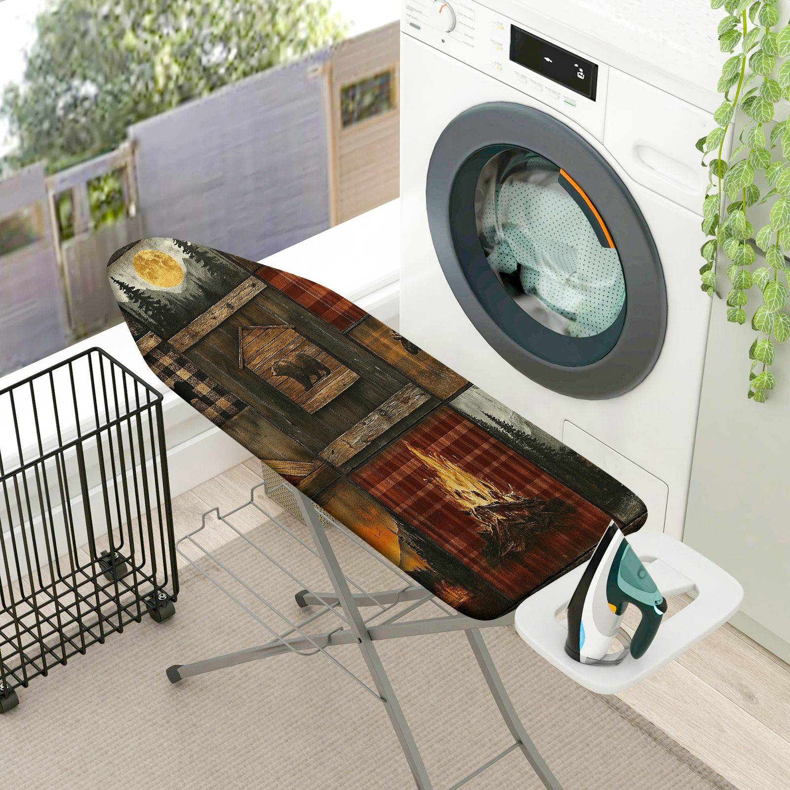 1-Piece Rustic Woodland Abstract  Ironing Board Cover, Universal Size, Without Board
