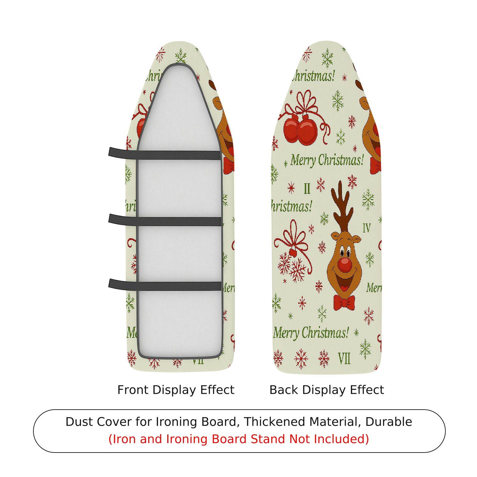 1-Piece Reindeer Snowflakes Merry Christmas  Ironing Board Cover, Universal Size, Without Board