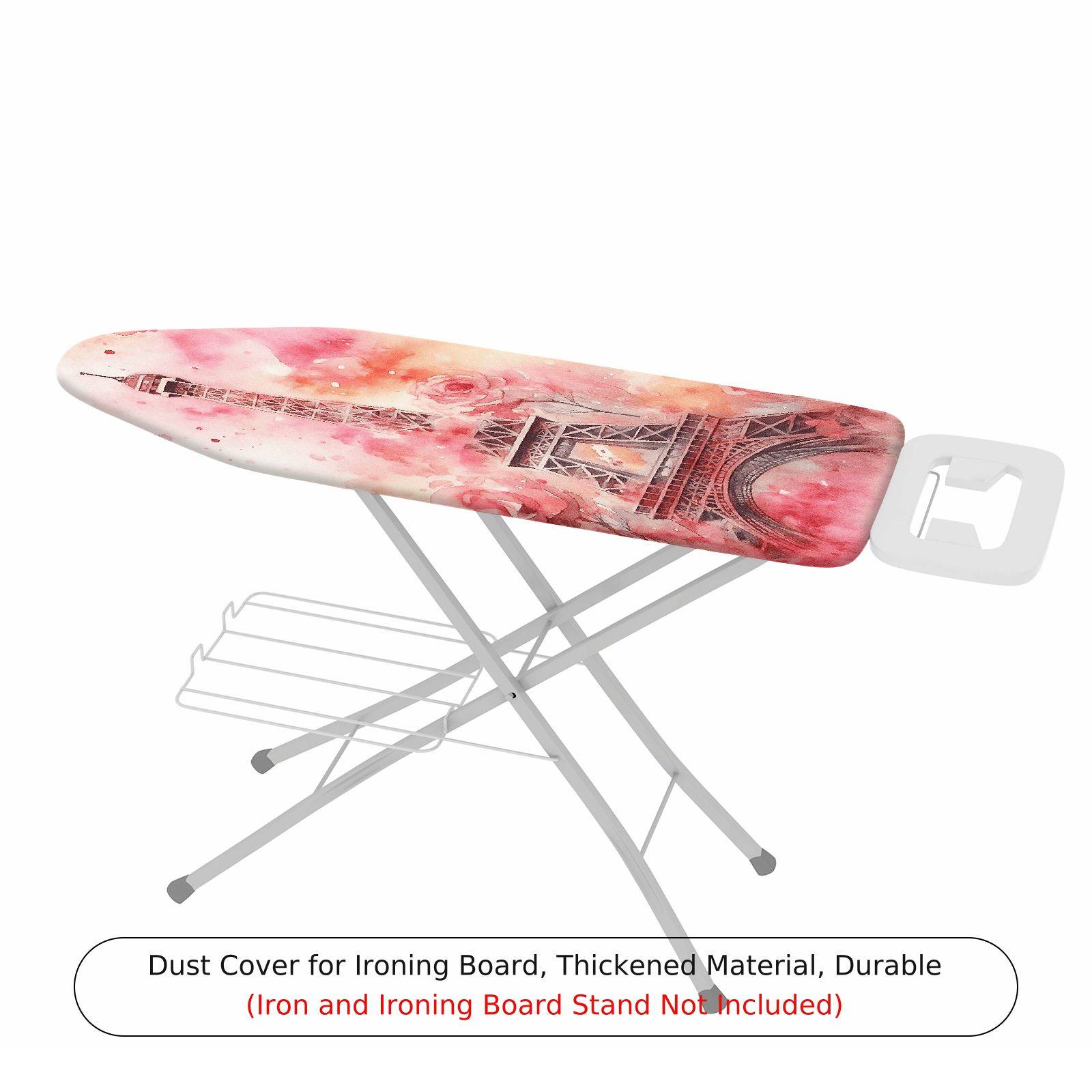 1-Piece Eiffel Tower Floral Pink  Ironing Board Cover, Universal Size, Without Board
