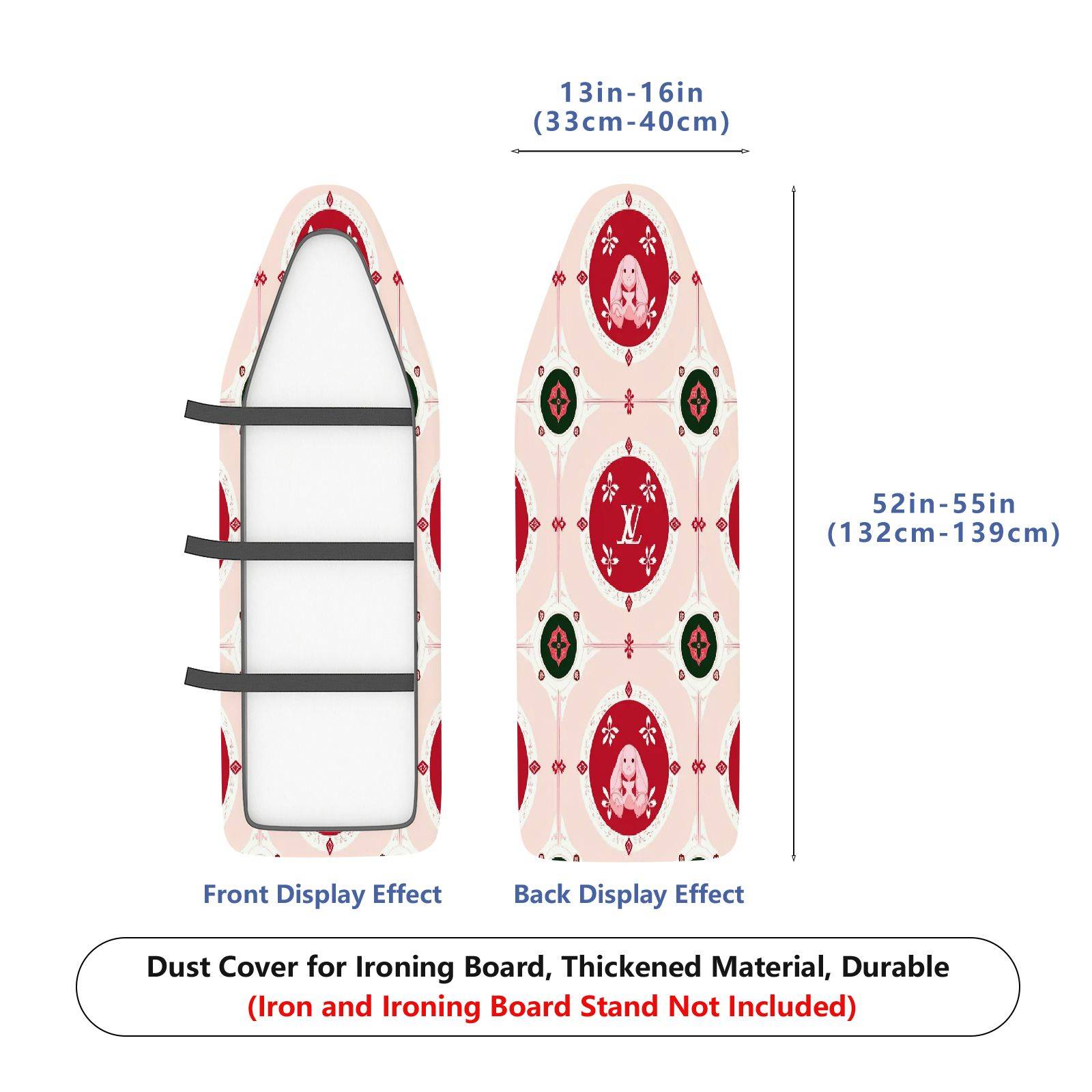 1-Piece Christmas Red Green Pattern  Ironing Board Cover, Universal Size, Without Board