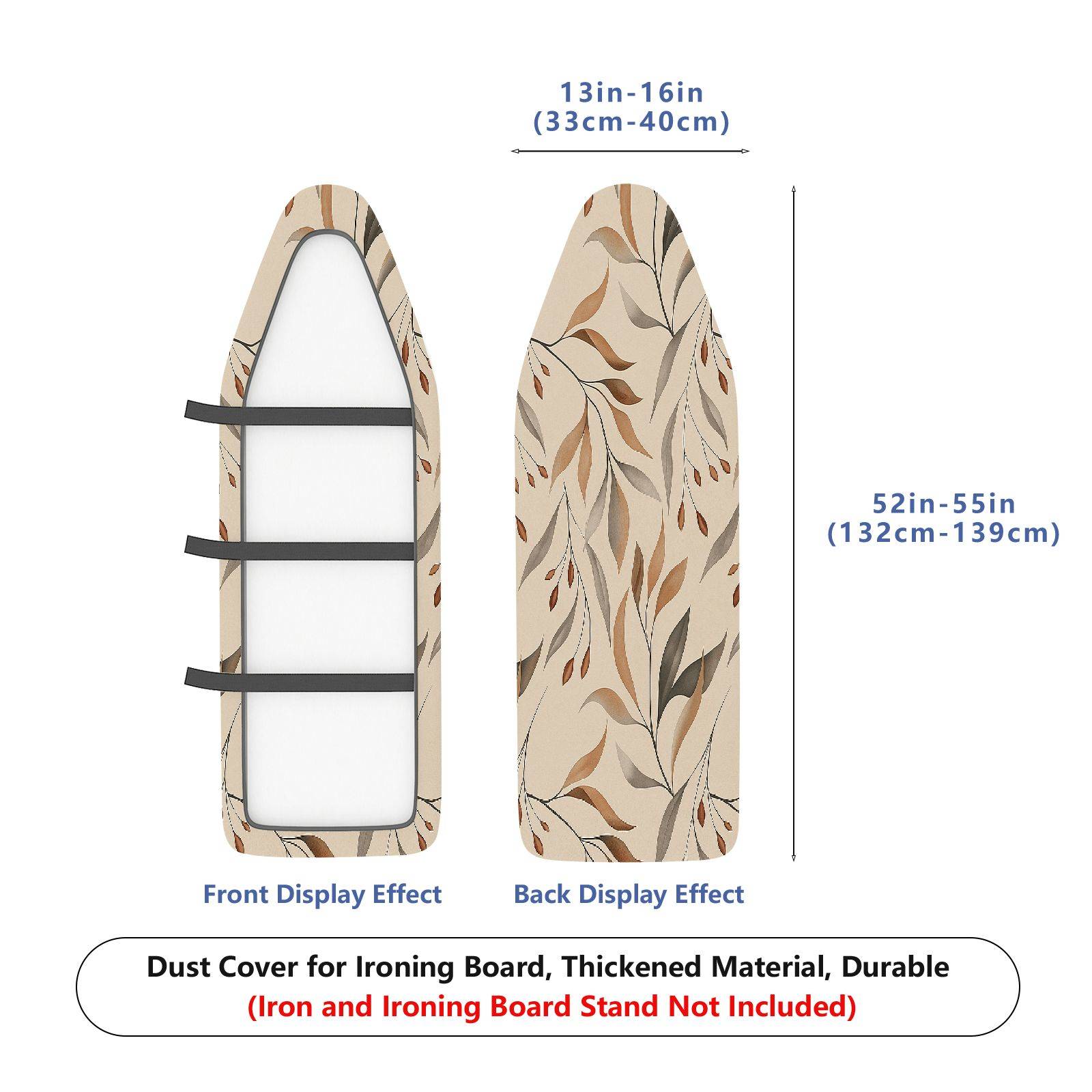 1-Piece Leaf Pattern Brown Beige Abstract Design  Ironing Board Cover, Universal Size, Without Board