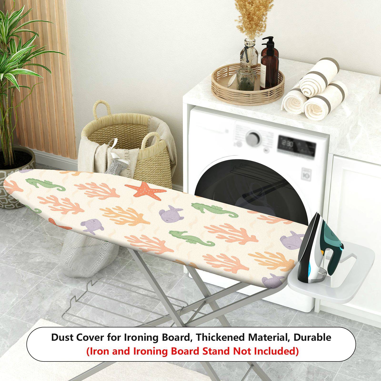 1-Piece Marine Animal Coral Seahorse  Ironing Board Cover, Universal Size, Without Board