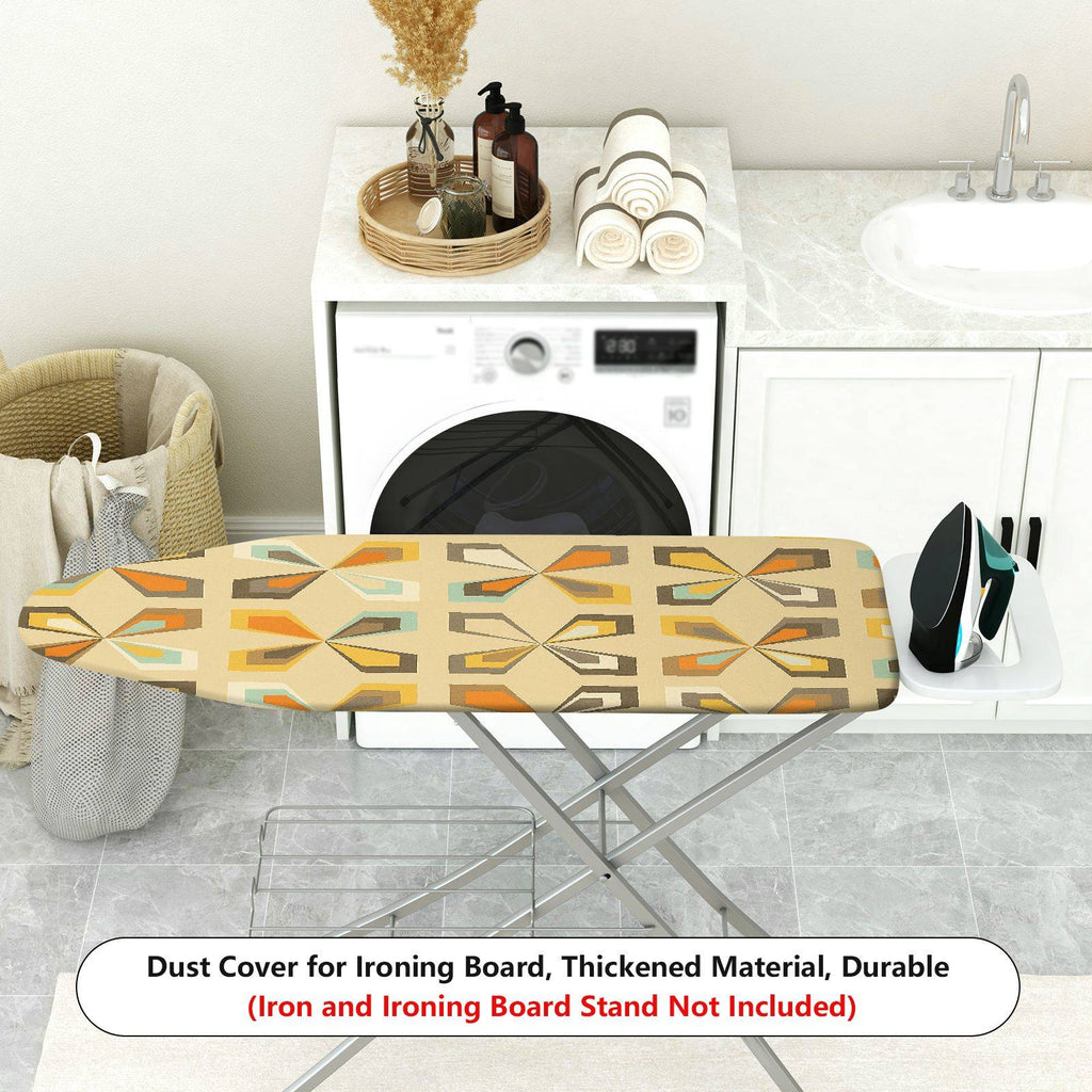 1-Piece Geometric Pattern Yellow Printed Retro  Ironing Board Cover, Universal Size, Without Board