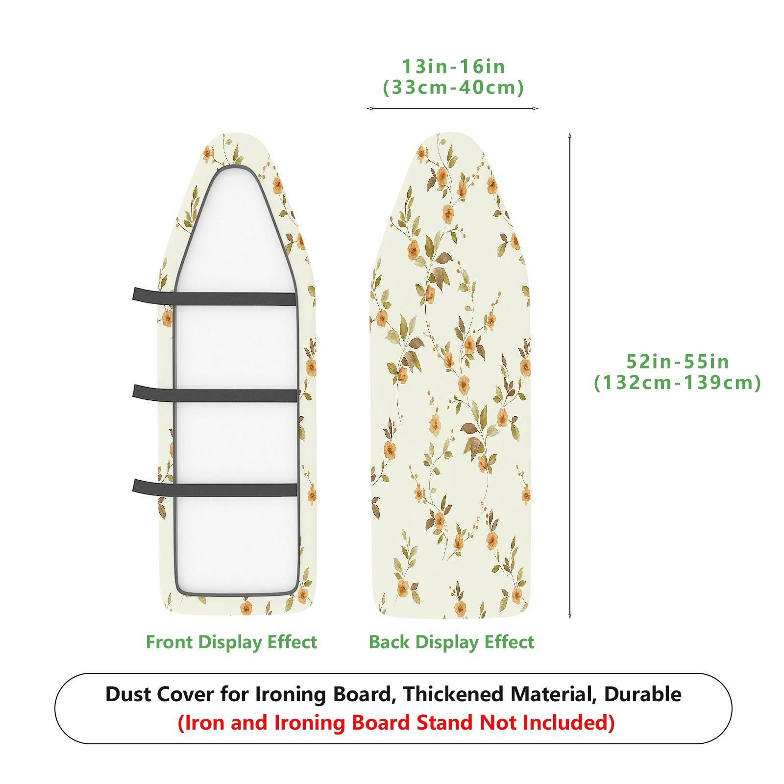 1-Piece Floral Leaf Pattern Beige  Ironing Board Cover, Universal Size, Without Board
