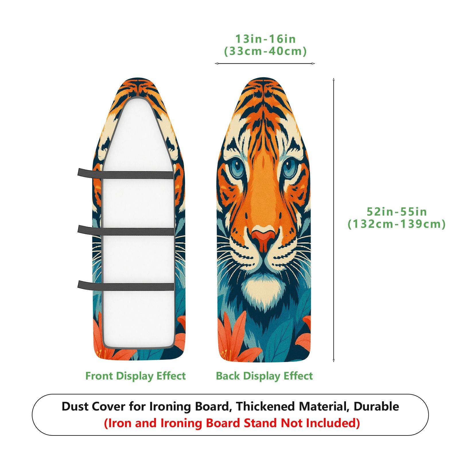 1-Piece Tiger Animal Floral  Ironing Board Cover, Universal Size, Without Board