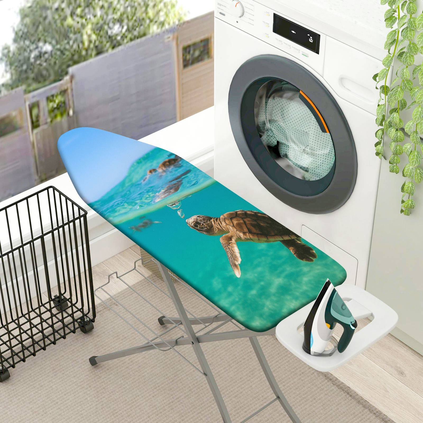 1-Piece Sea Turtle Ocean Blue  Ironing Board Cover, Universal Size, Without Board