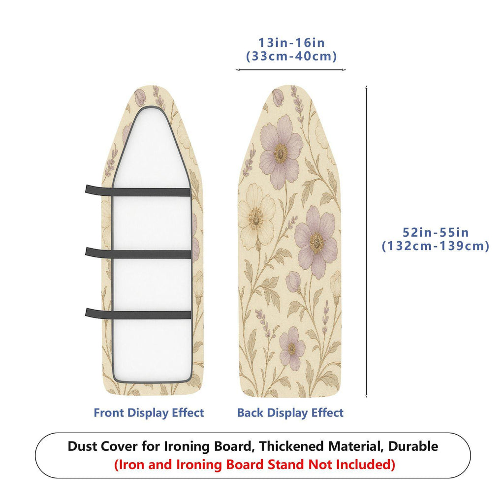 1-Piece Floral Pattern Pastel Purple Beige  Ironing Board Cover, Universal Size, Without Board