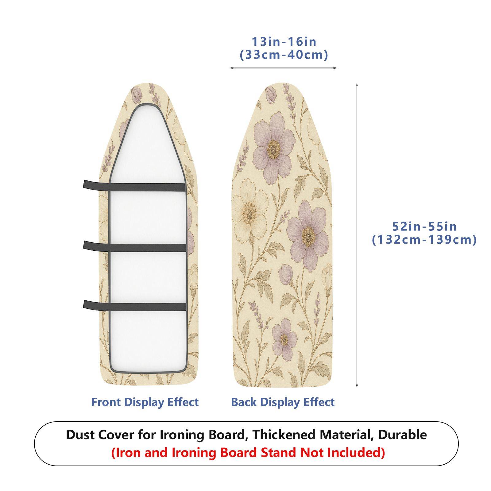 1-Piece Floral Pattern Pastel Purple Beige  Ironing Board Cover, Universal Size, Without Board
