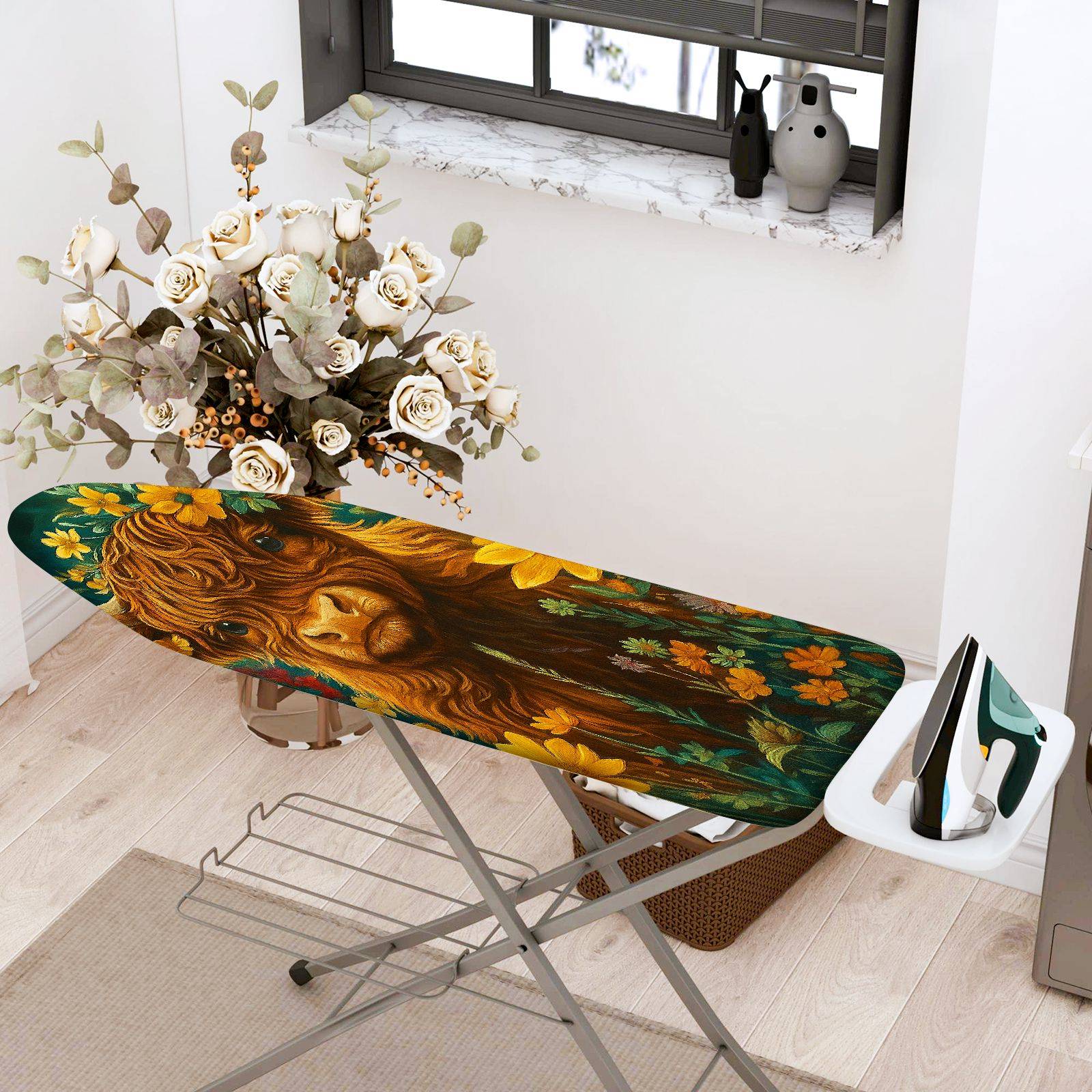 1-Piece Floral Animal Art  Ironing Board Cover, Universal Size, Without Board