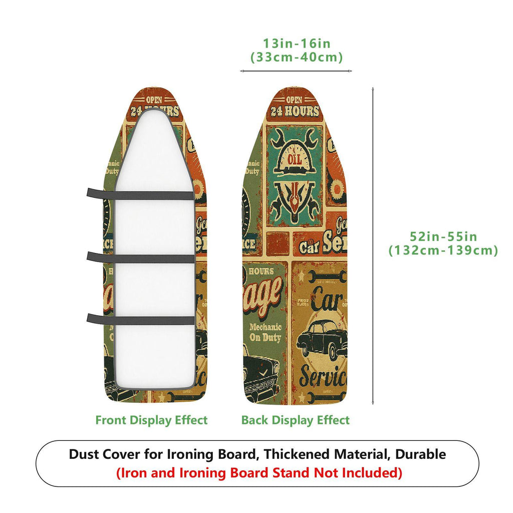 1-Piece Retro Car Service Vintage  Ironing Board Cover, Universal Size, Without Board
