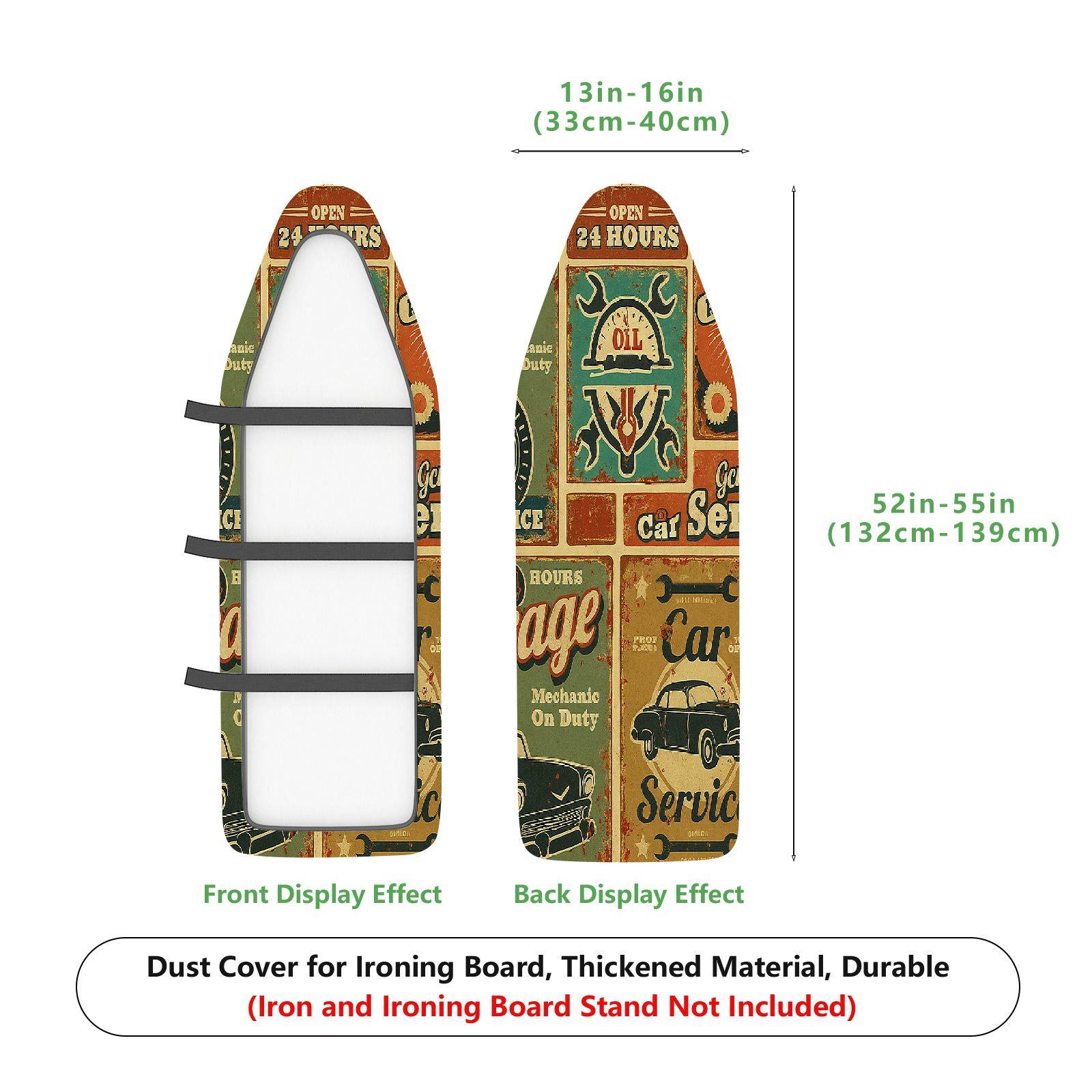 1-Piece Retro Car Service Vintage  Ironing Board Cover, Universal Size, Without Board