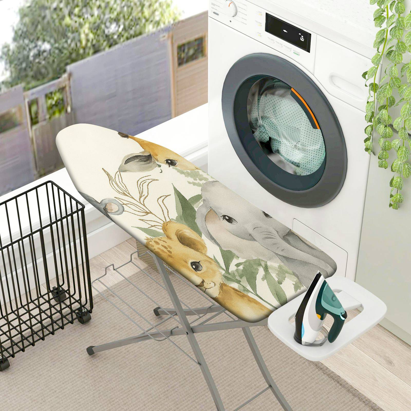 1-Piece Animal Safari Jungle Wildlife  Ironing Board Cover, Universal Size, Without Board