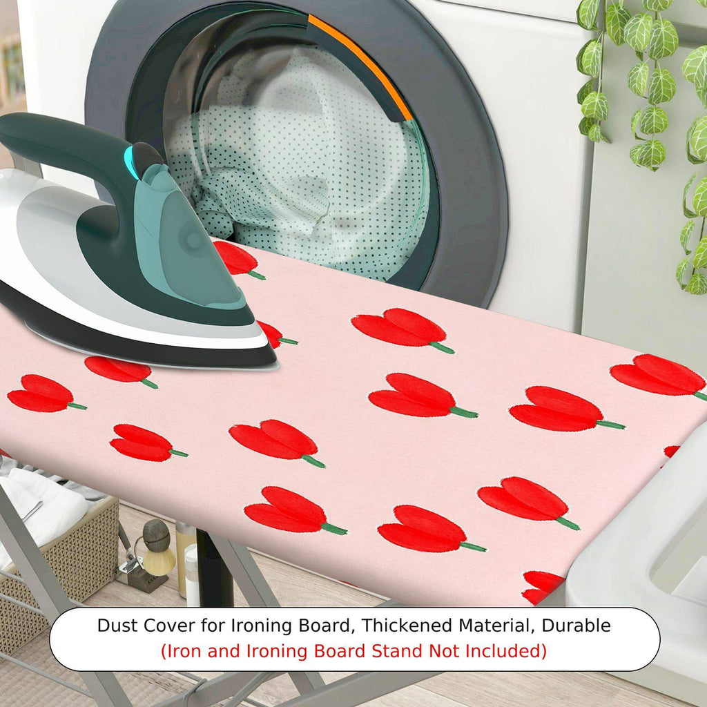 1-Piece Tulip Floral Pink  Ironing Board Cover, Universal Size, Without Board