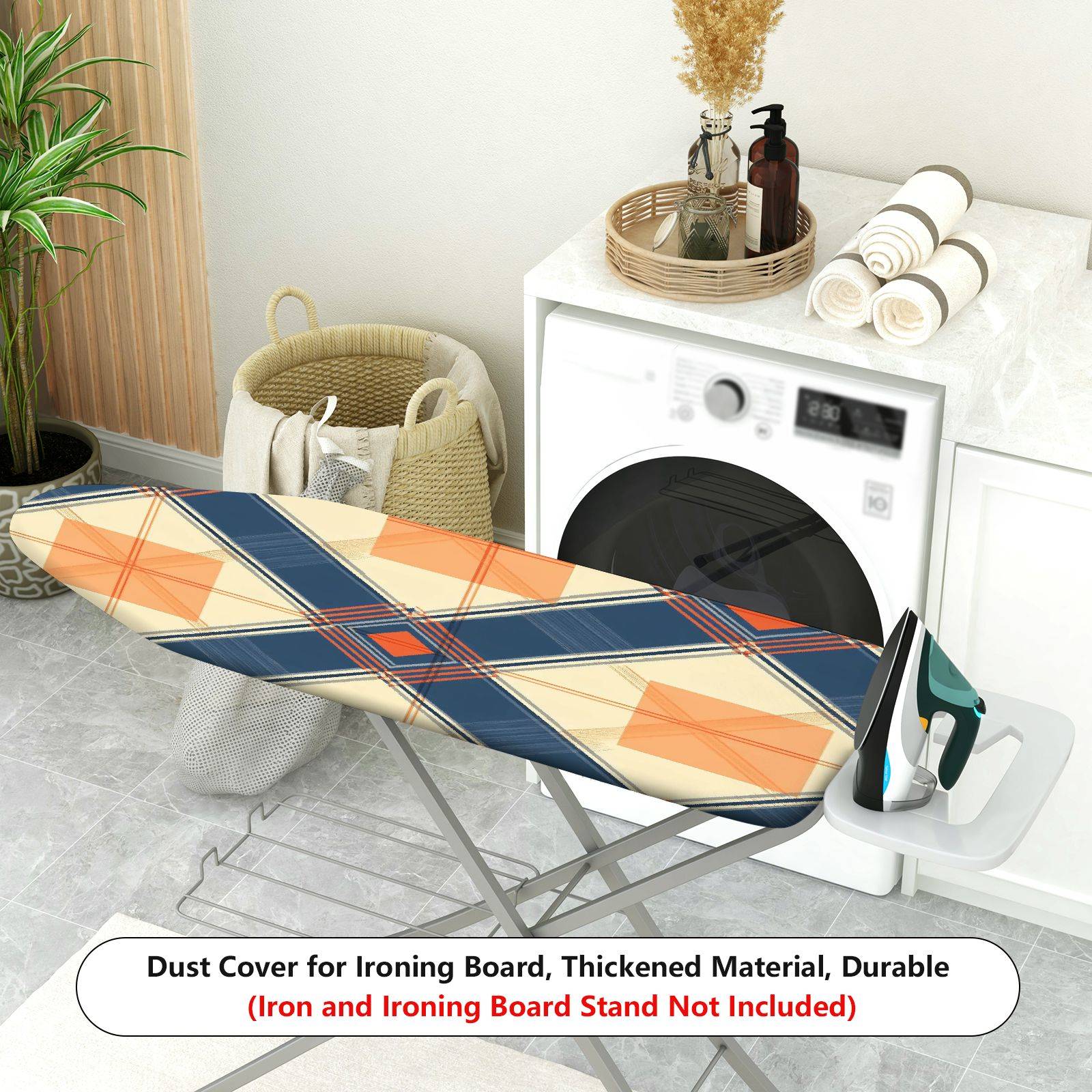 1-Piece Geometric Plaid Pattern Retro  Ironing Board Cover, Universal Size, Without Board