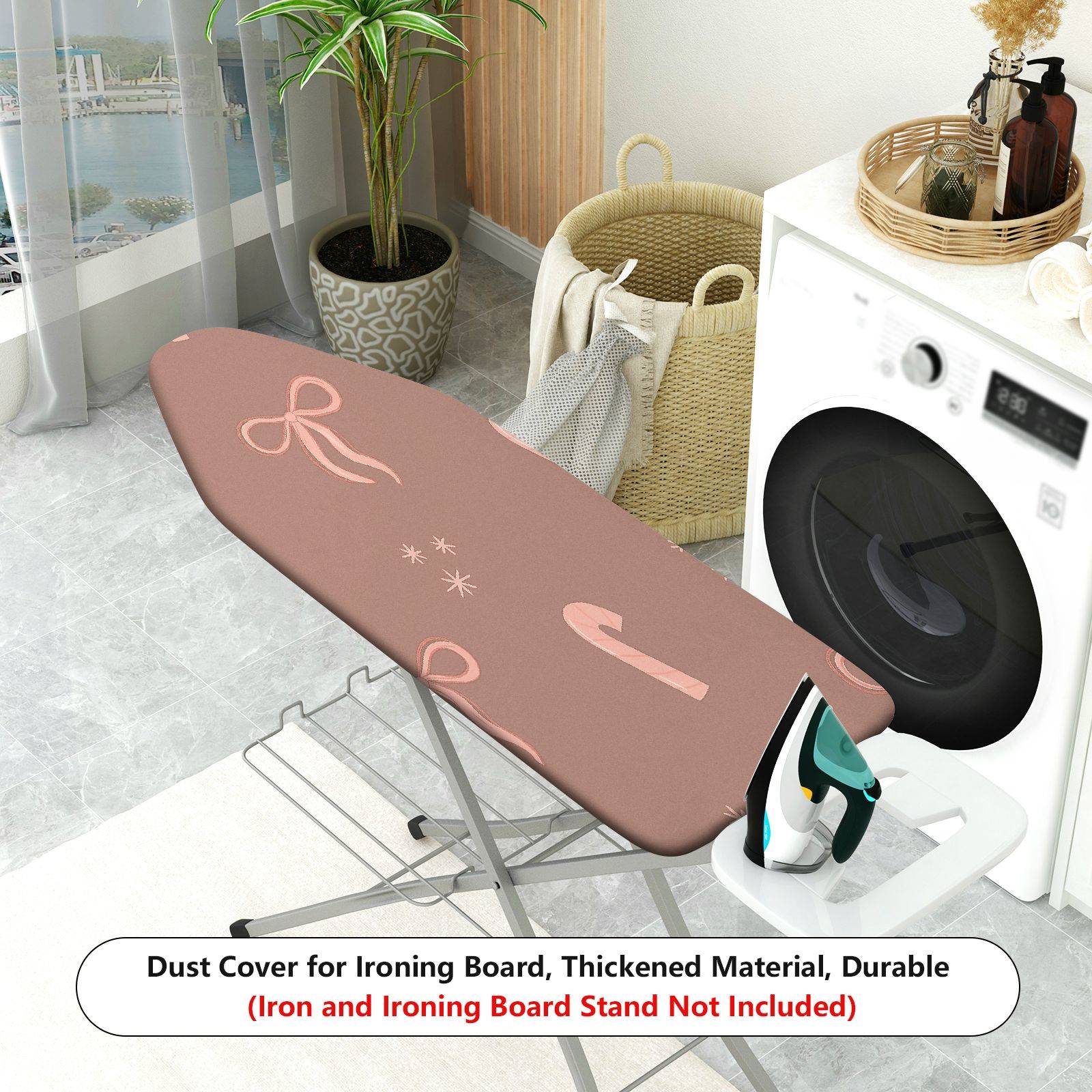 1-Piece Christmas Candy Cane Bow  Ironing Board Cover, Universal Size, Without Board