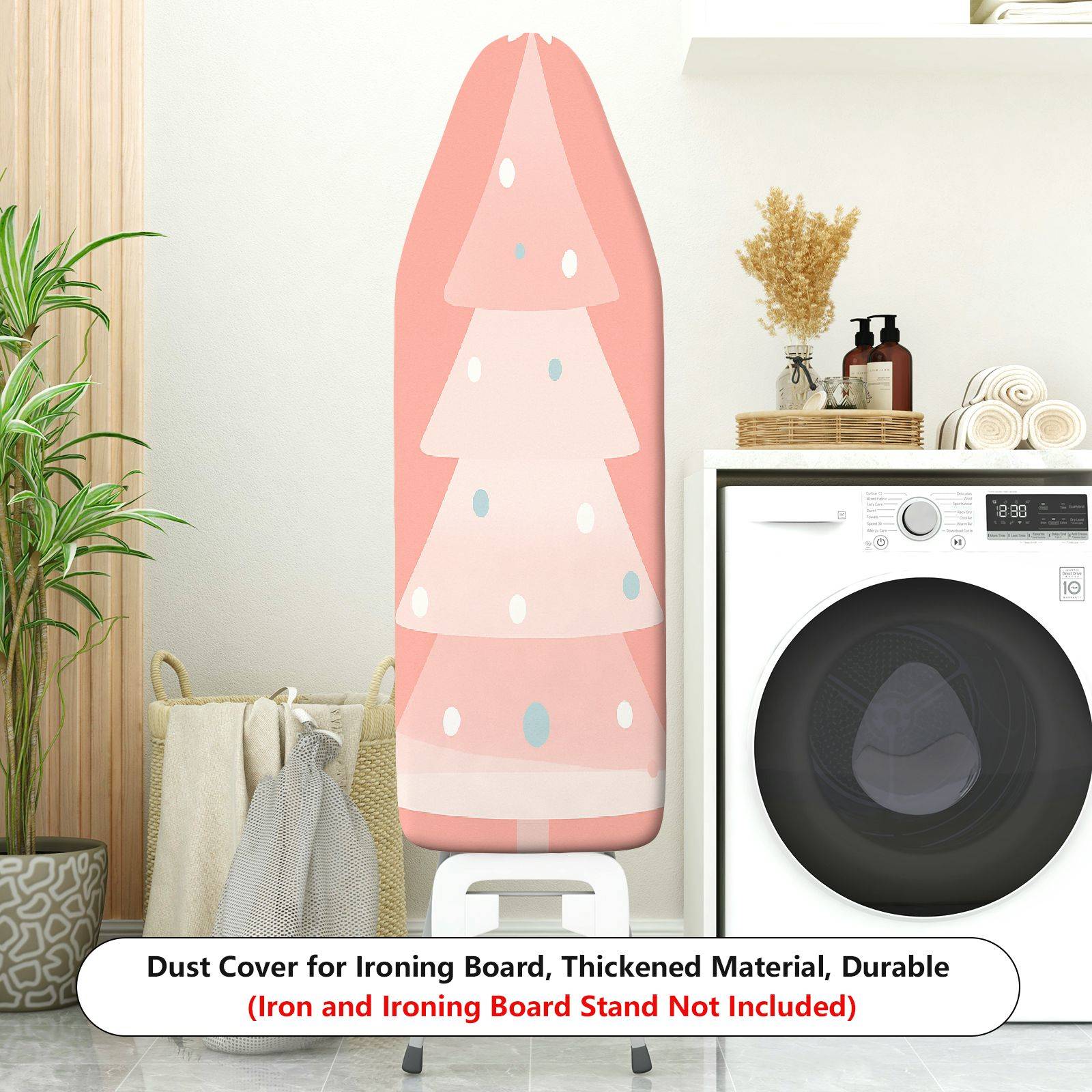 1-Piece Christmas Tree Pink Polka Dots  Ironing Board Cover, Universal Size, Without Board