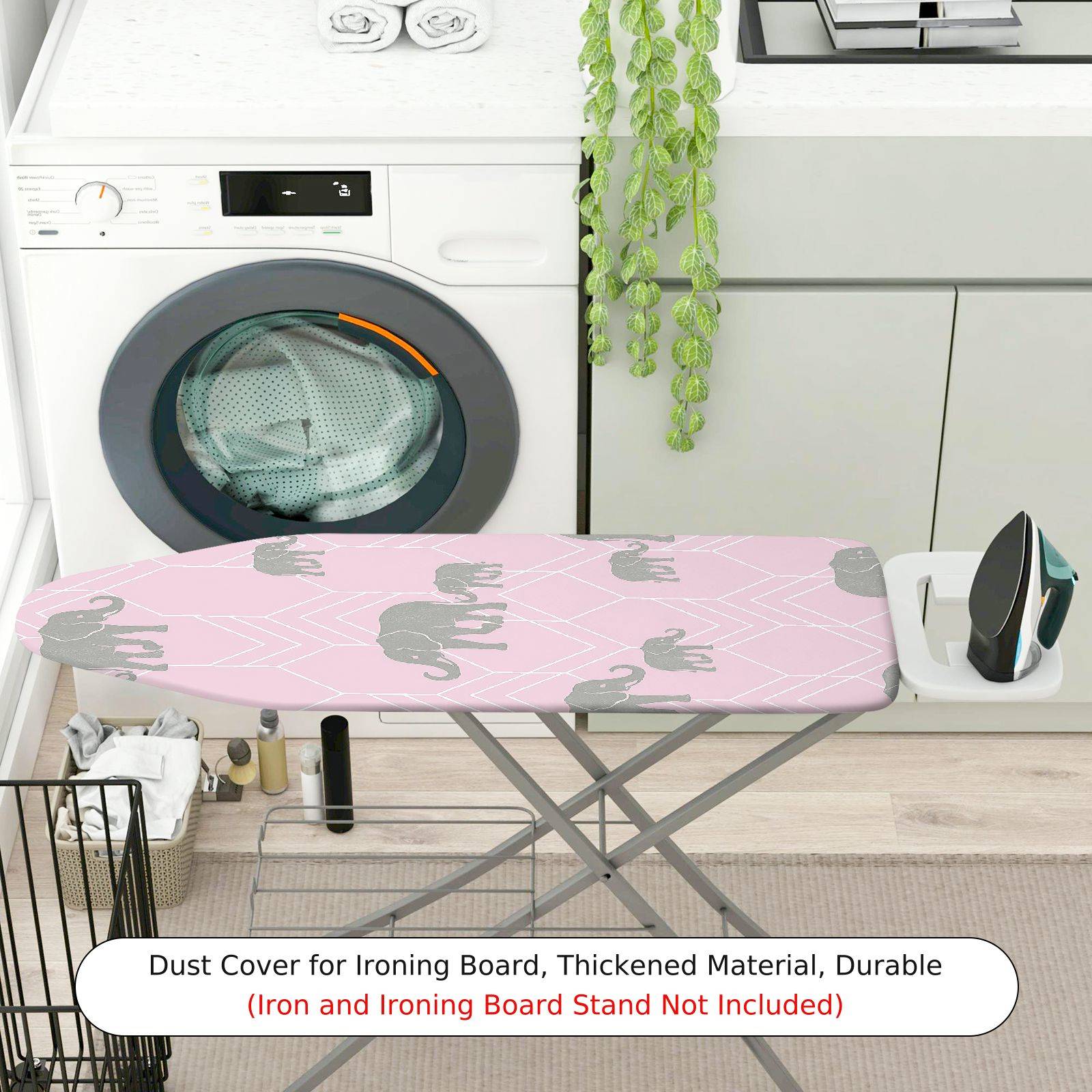 1-Piece Elephant Pink Grey  Ironing Board Cover, Universal Size, Without Board