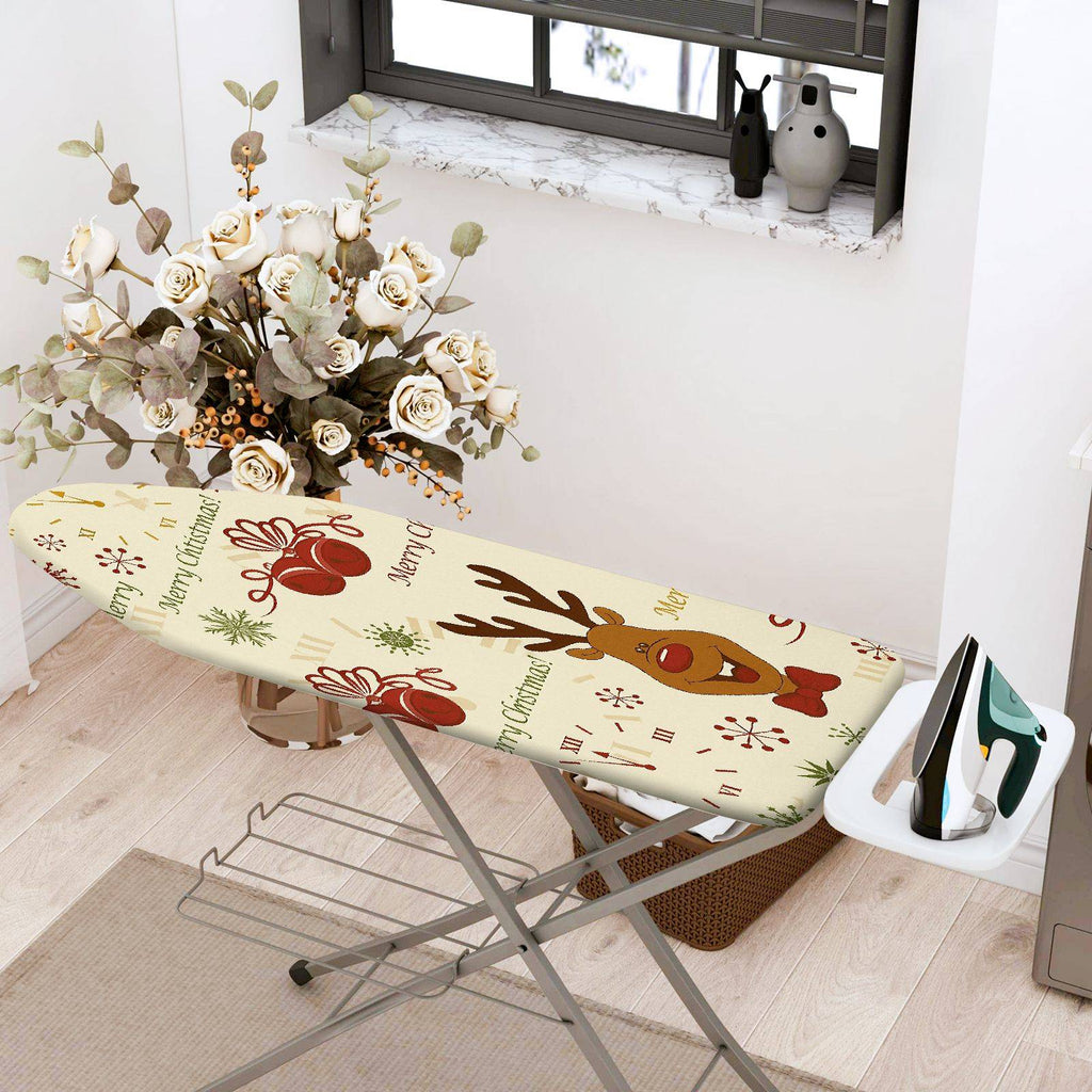 1-Piece Reindeer Snowflakes Christmas  Ironing Board Cover, Universal Size, Without Board