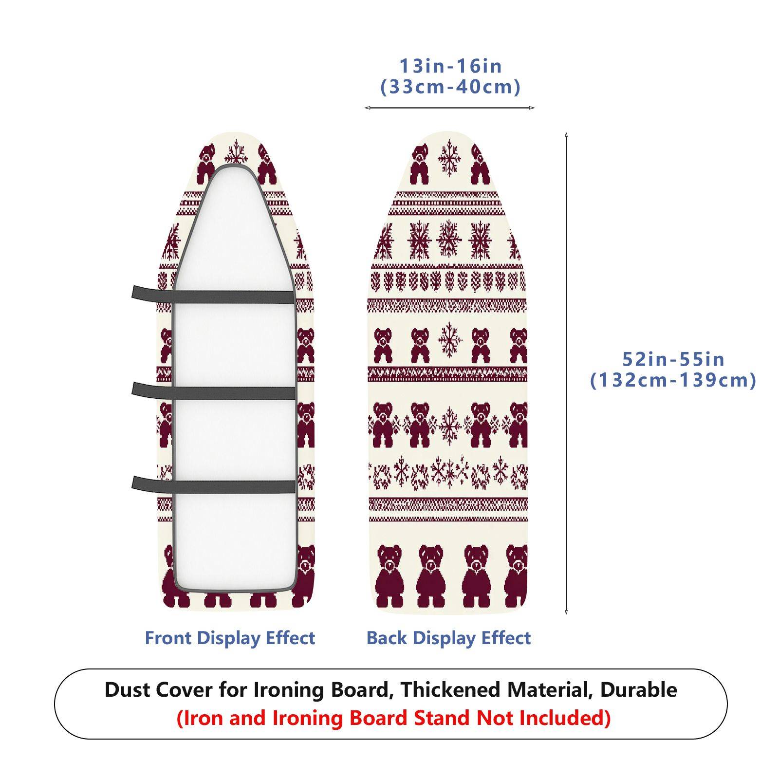 1-Piece Bear Snowflake Christmas  Ironing Board Cover, Universal Size, Without Board