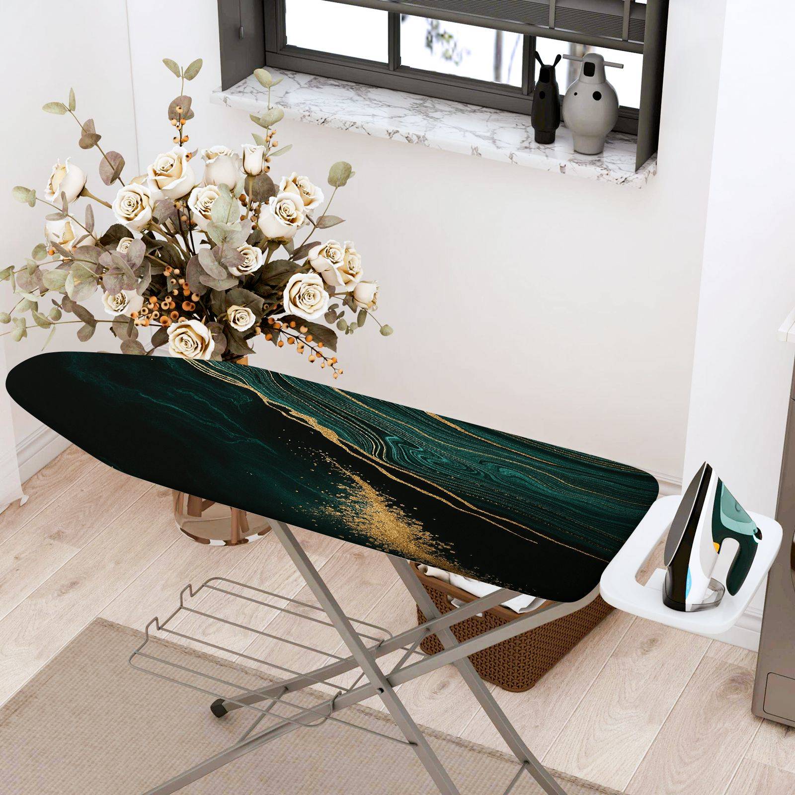 1-Piece Black Gold Abstract Art  Ironing Board Cover, Universal Size, Without Board