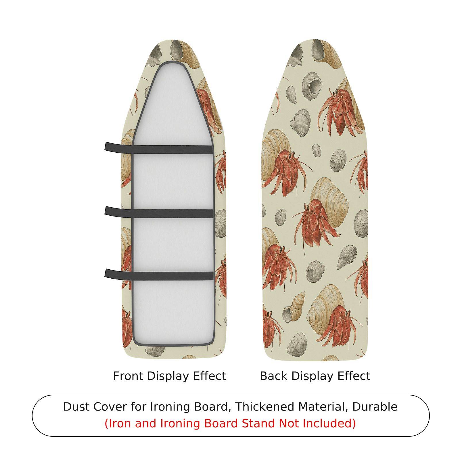 1-Piece Crab Seashell Ocean  Ironing Board Cover, Universal Size, Without Board