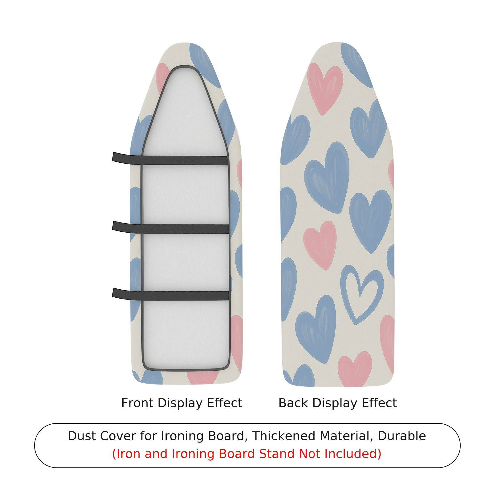 1-Piece Heart Pattern Pink Blue  Ironing Board Cover, Universal Size, Without Board