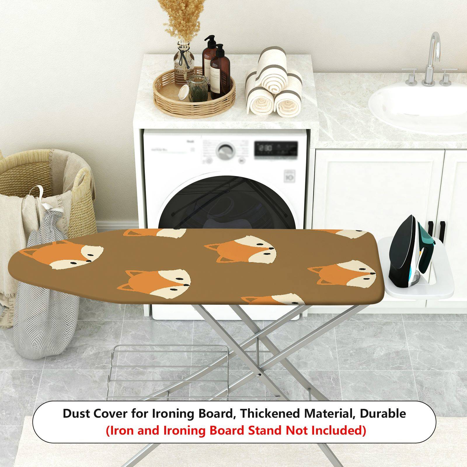 1-Piece Fox Animal Pattern Brown  Ironing Board Cover, Universal Size, Without Board