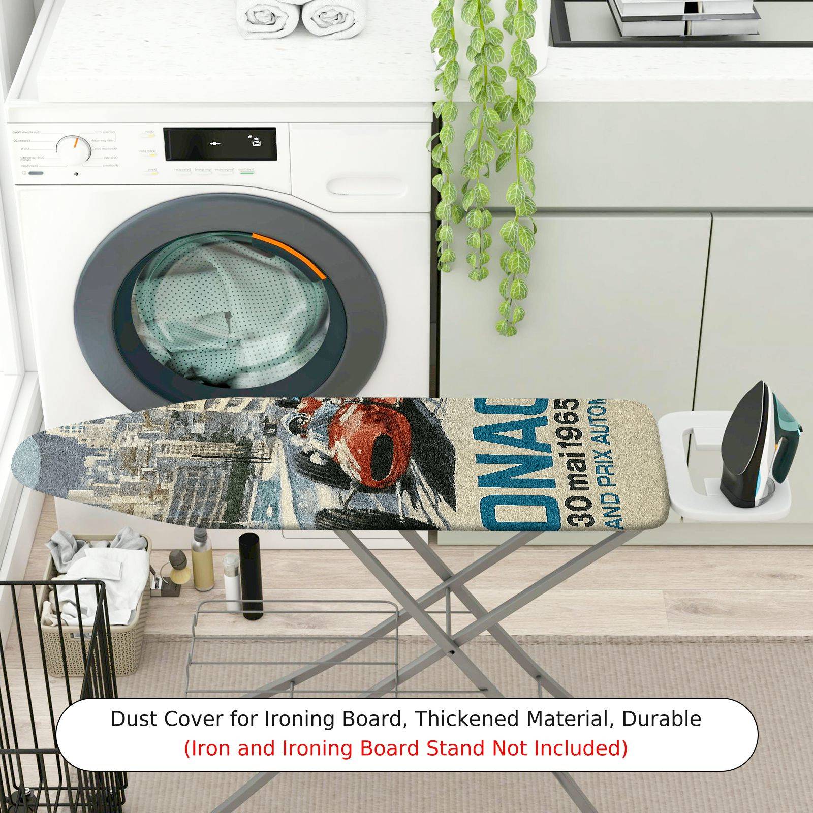 1-Piece Retro Racing Car City  Ironing Board Cover, Universal Size, Without Board
