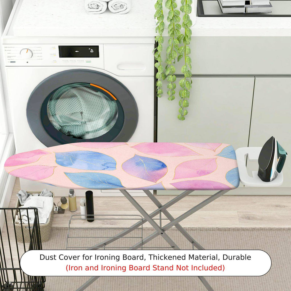 1-Piece Pink Blue Leaf Pattern  Ironing Board Cover, Universal Size, Without Board