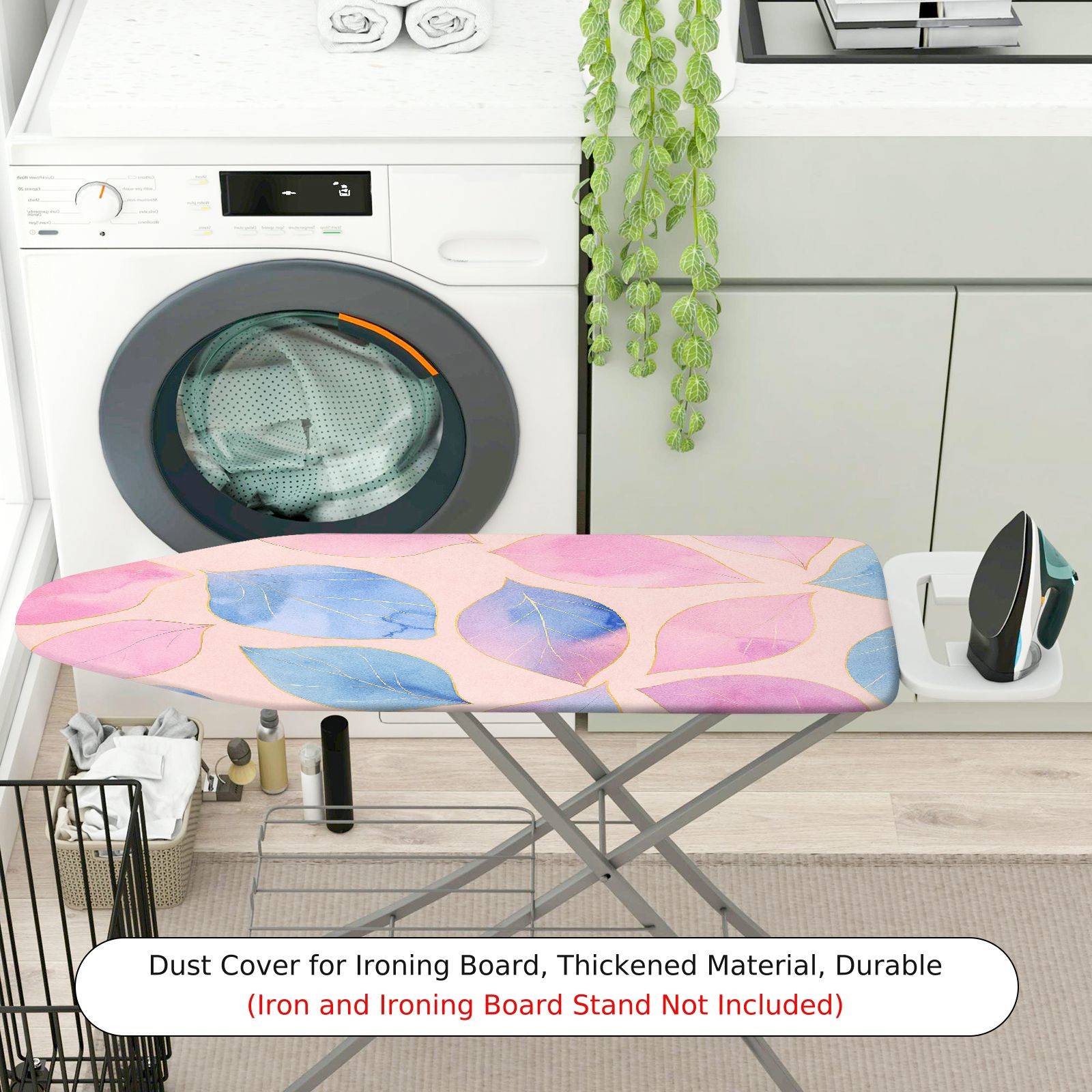 1-Piece Pink Blue Leaf Pattern  Ironing Board Cover, Universal Size, Without Board