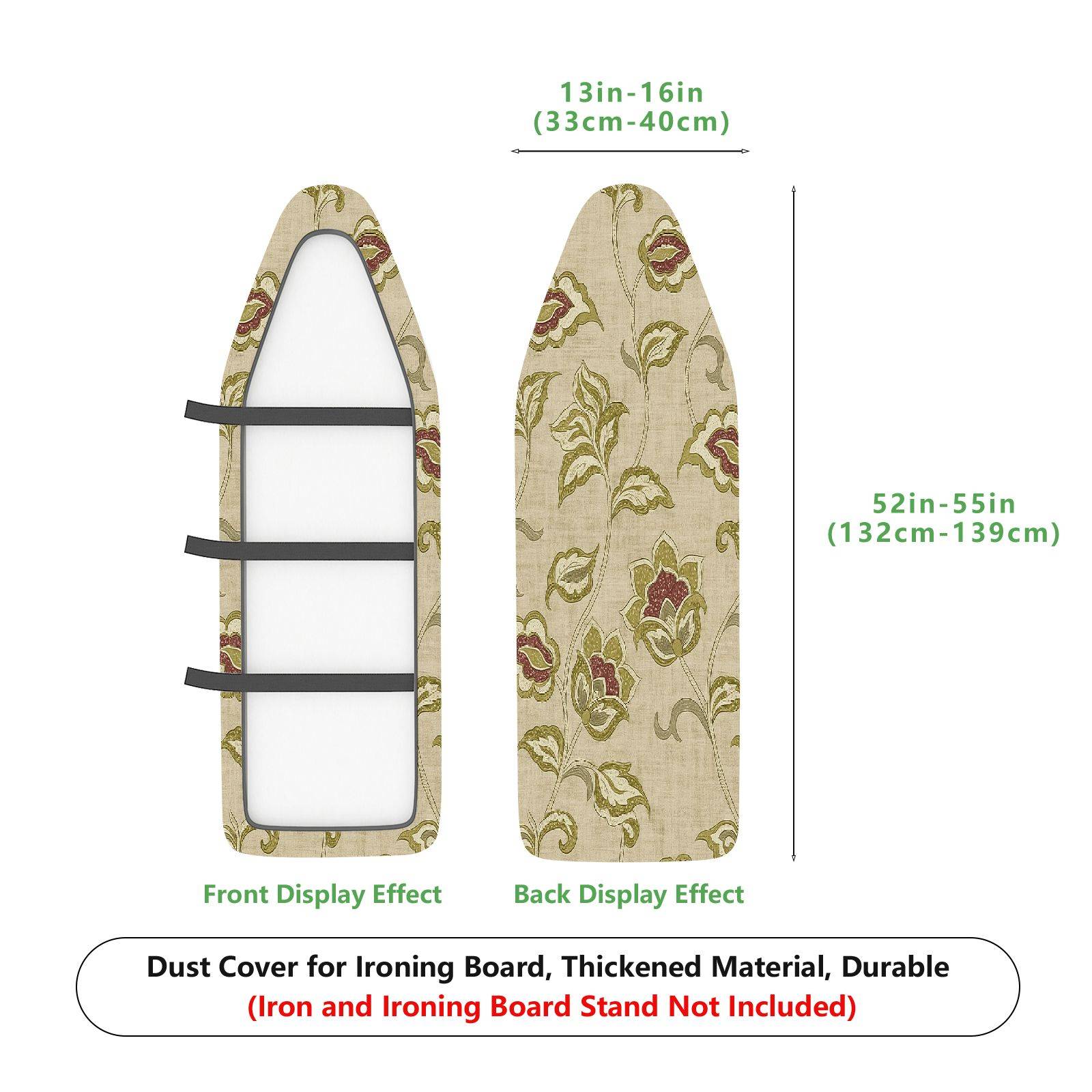 1-Piece Floral Beige Green  Ironing Board Cover, Universal Size, Without Board