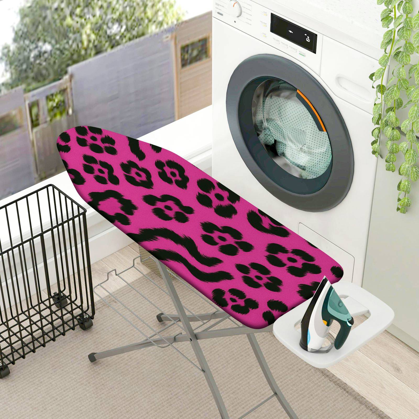1-Piece Leopard print Pink Black  Ironing Board Cover, Universal Size, Without Board