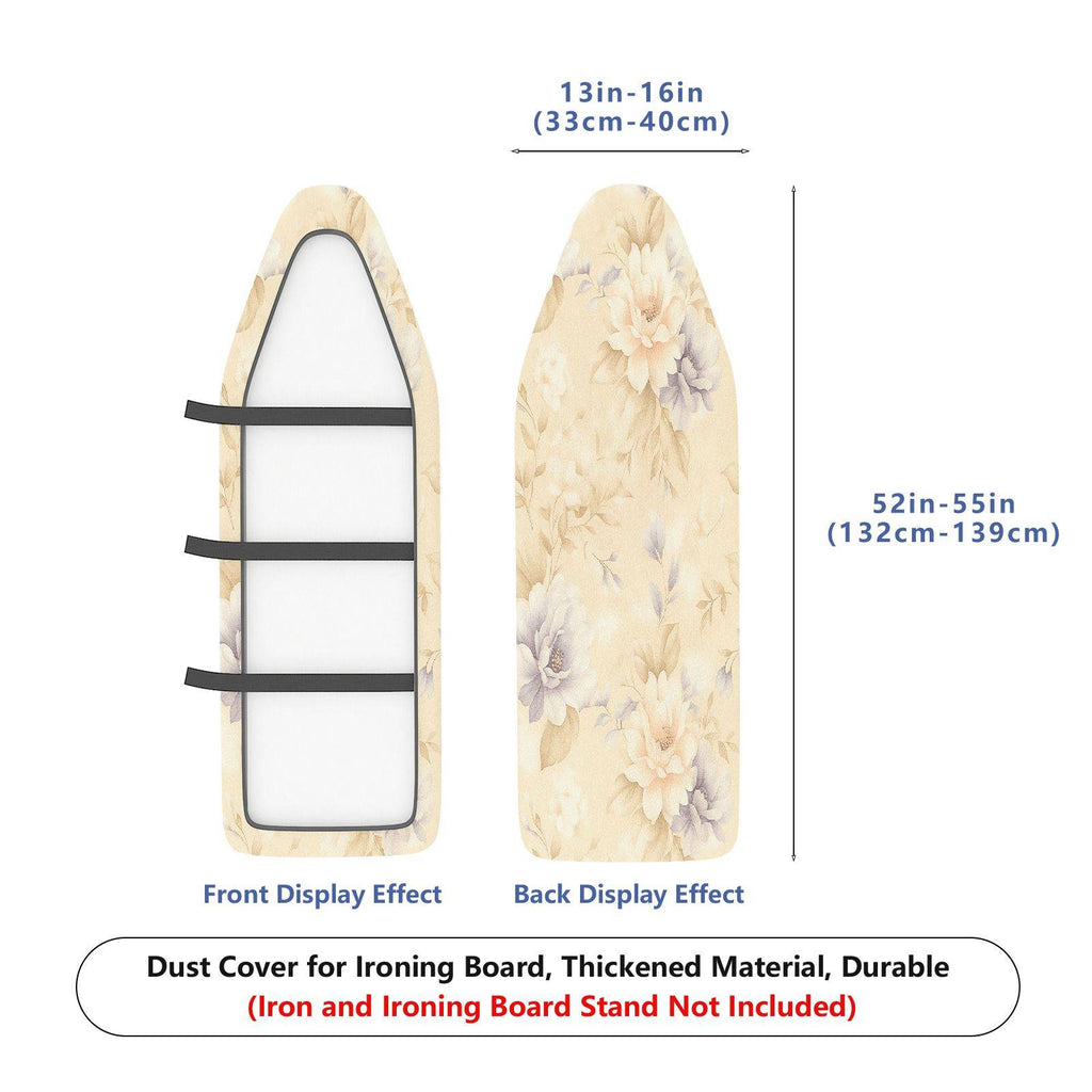 1-Piece Floral Pattern Pastel Beige Leaves  Ironing Board Cover, Universal Size, Without Board
