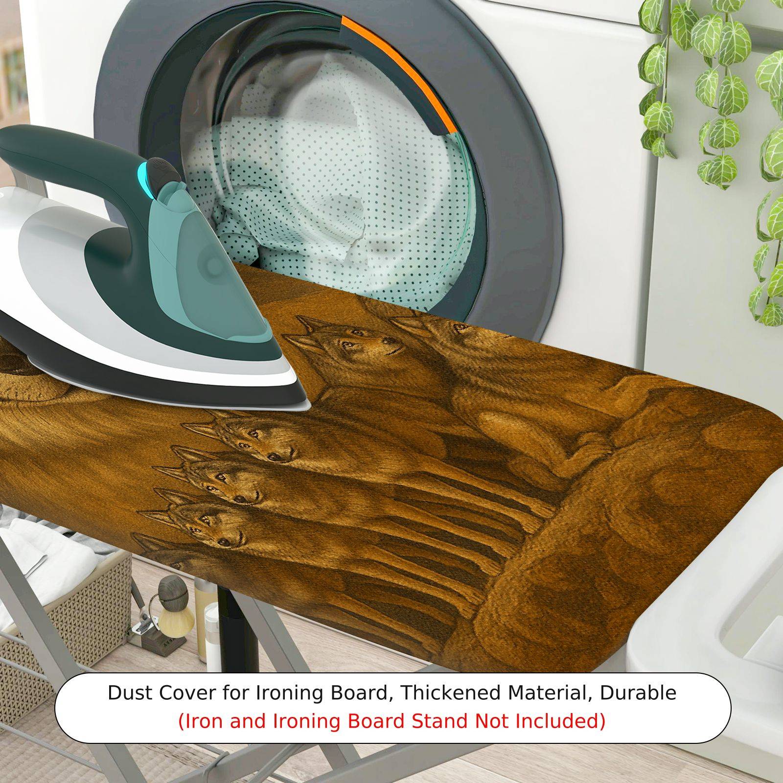 1-Piece Animal Wolf Pack Brown  Ironing Board Cover, Universal Size, Without Board