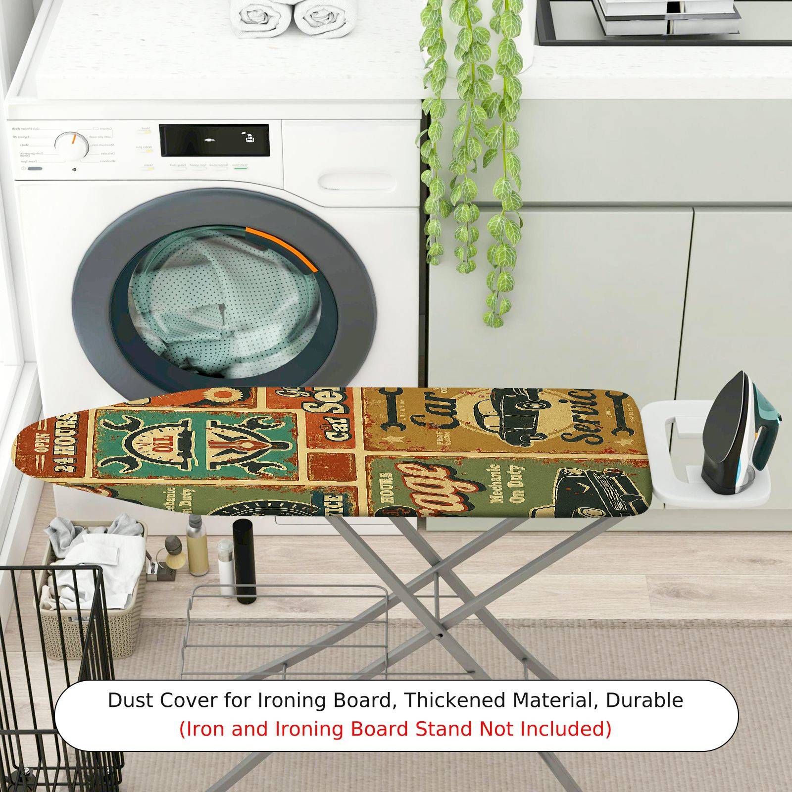 1-Piece Retro Car Service Vintage  Ironing Board Cover, Universal Size, Without Board