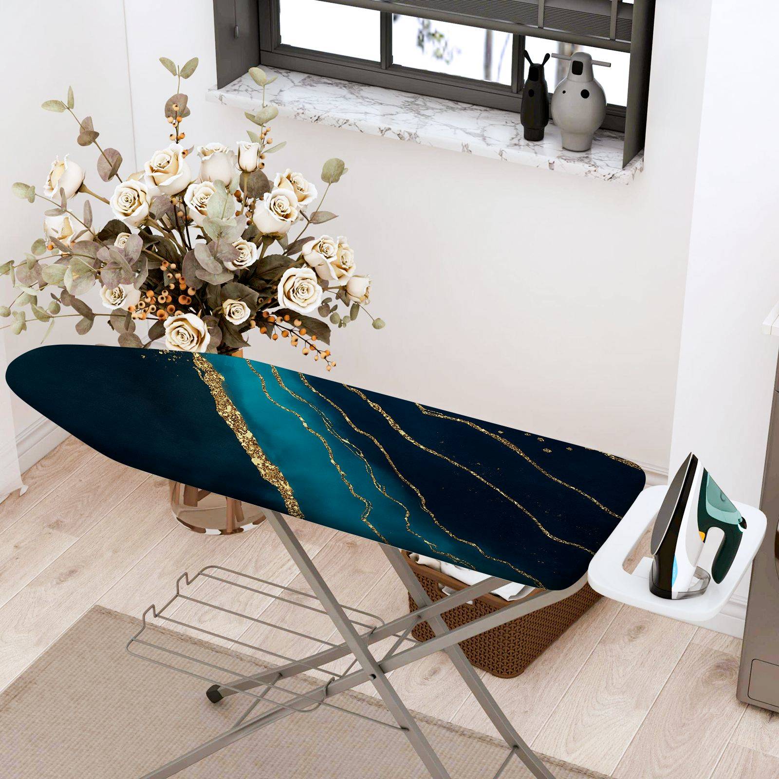 1-Piece Abstract Marble Art Elegant  Ironing Board Cover, Universal Size, Without Board