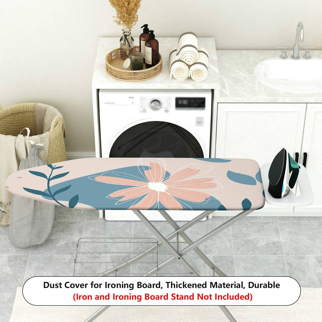 1-Piece Floral Pattern Blue Beige Leaves  Ironing Board Cover, Universal Size, Without Board