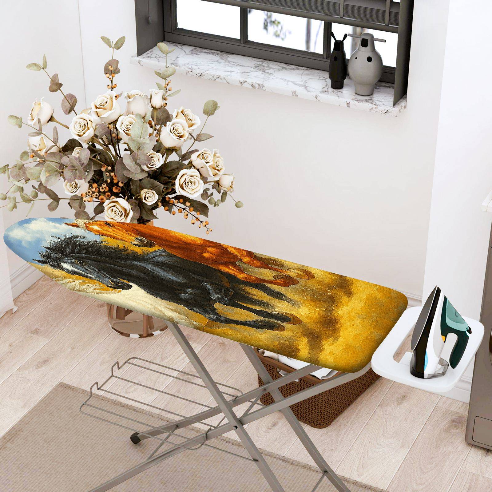 1-Piece Horse Animal Art  Ironing Board Cover, Universal Size, Without Board
