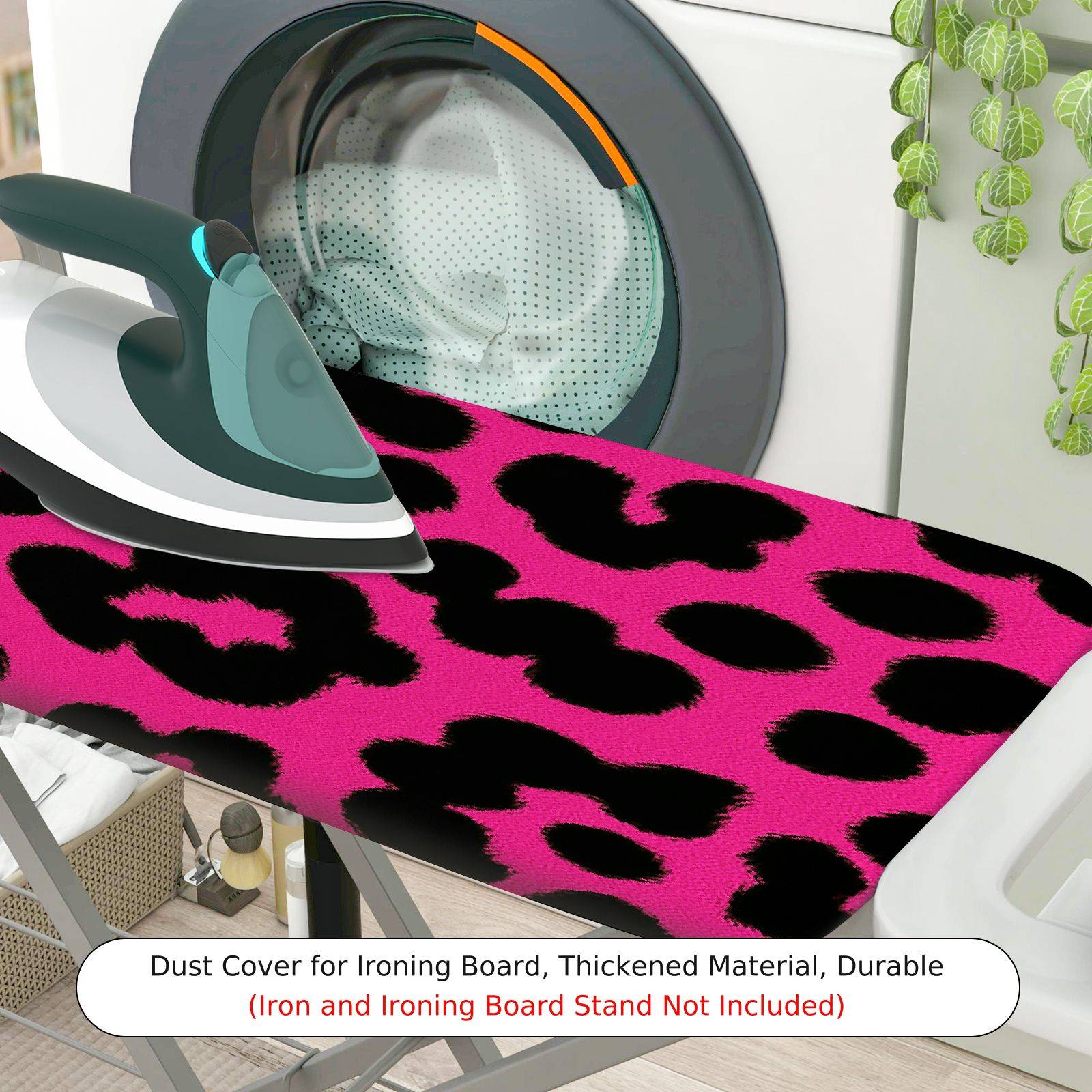 1-Piece Leopard Print Pink Black  Ironing Board Cover, Universal Size, Without Board