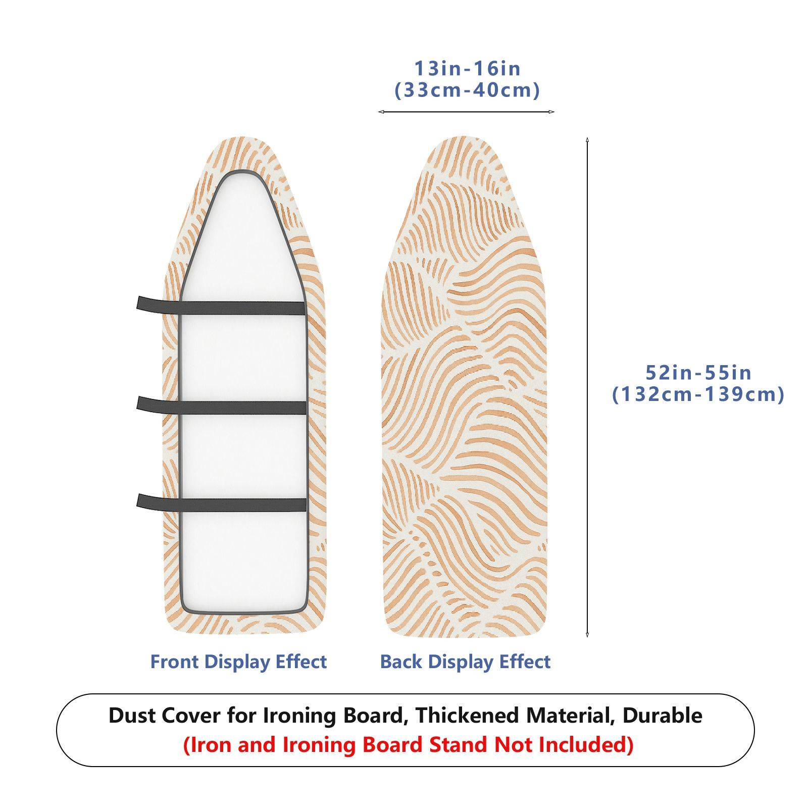1-Piece Beige Brown Swirl Pattern Decorative  Ironing Board Cover, Universal Size, Without Board