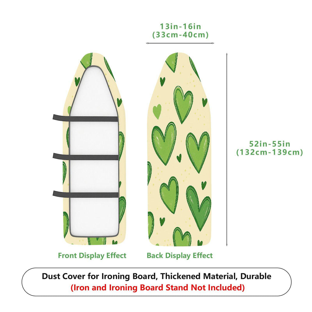 1-Piece Heart Green Beige  Ironing Board Cover, Universal Size, Without Board