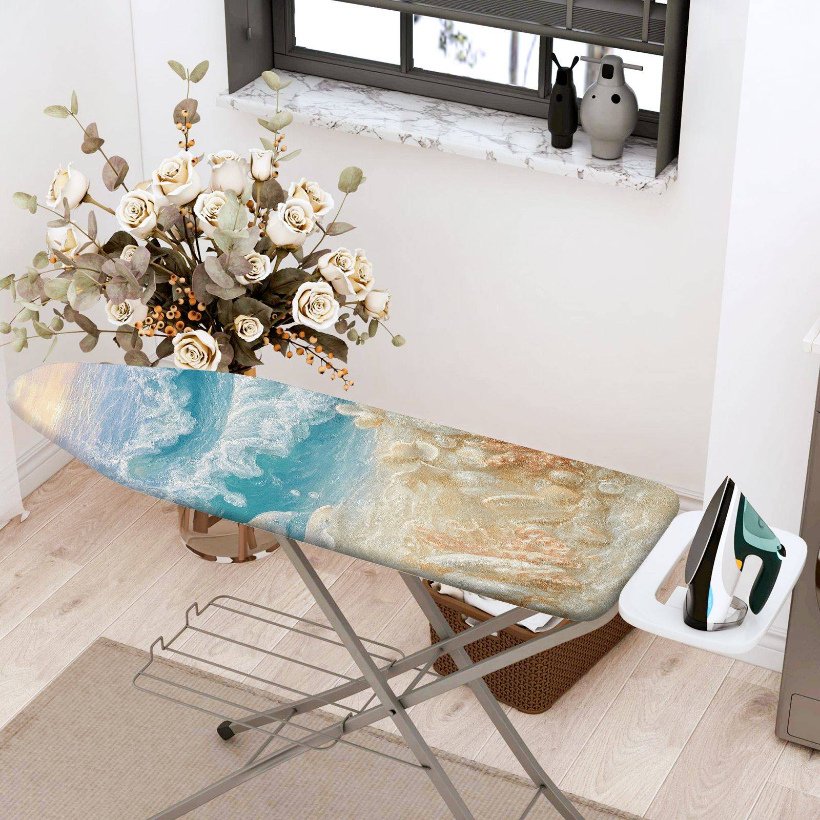 1-Piece Ocean Beach Seaside  Ironing Board Cover, Universal Size, Without Board