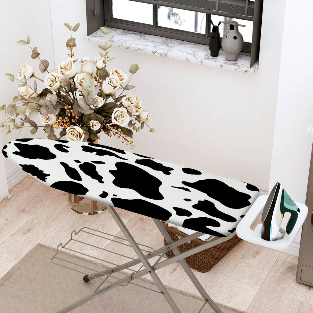 1-Piece Animal Print Black White Cow  Ironing Board Cover, Universal Size, Without Board