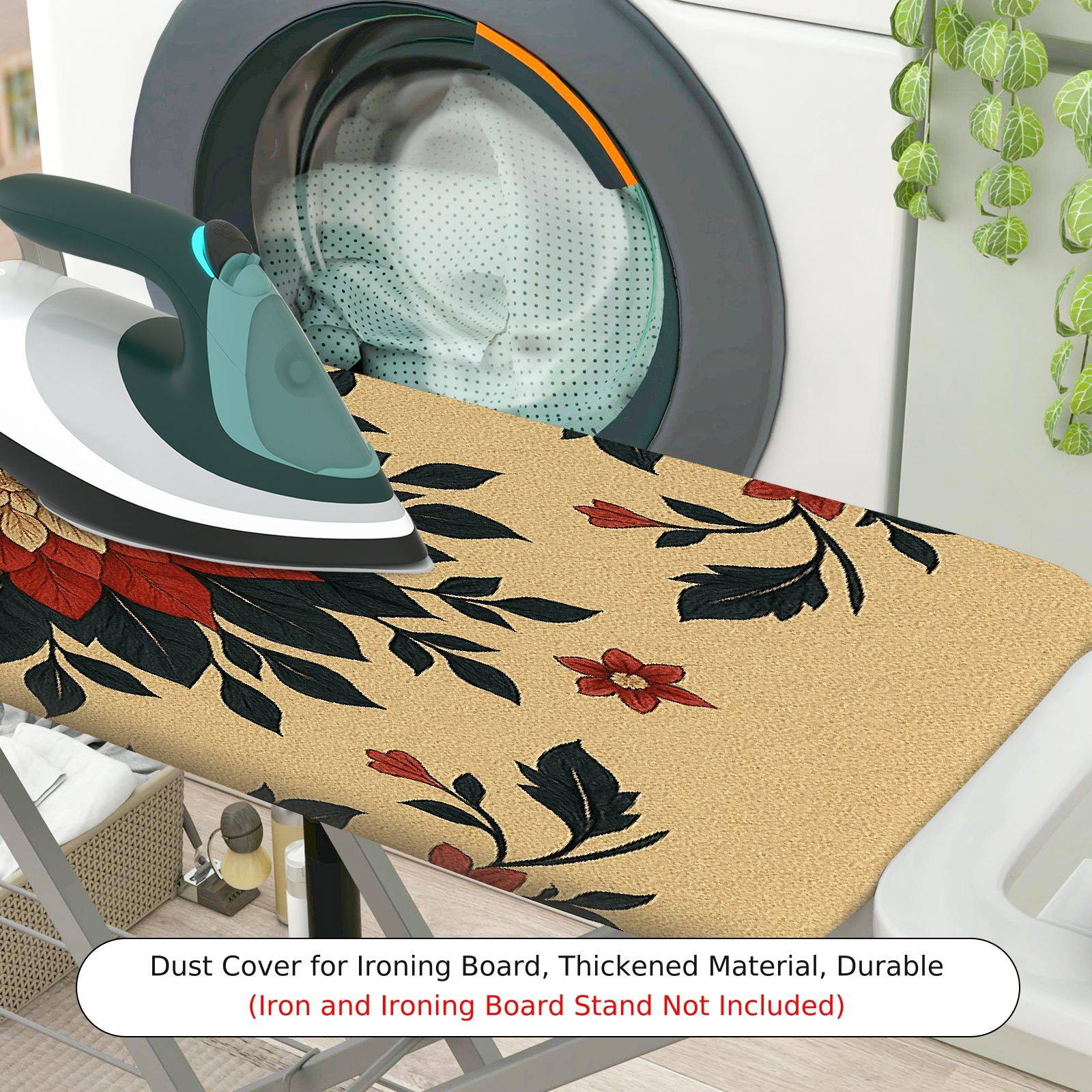 1-Piece Floral Red Beige Black  Ironing Board Cover, Universal Size, Without Board
